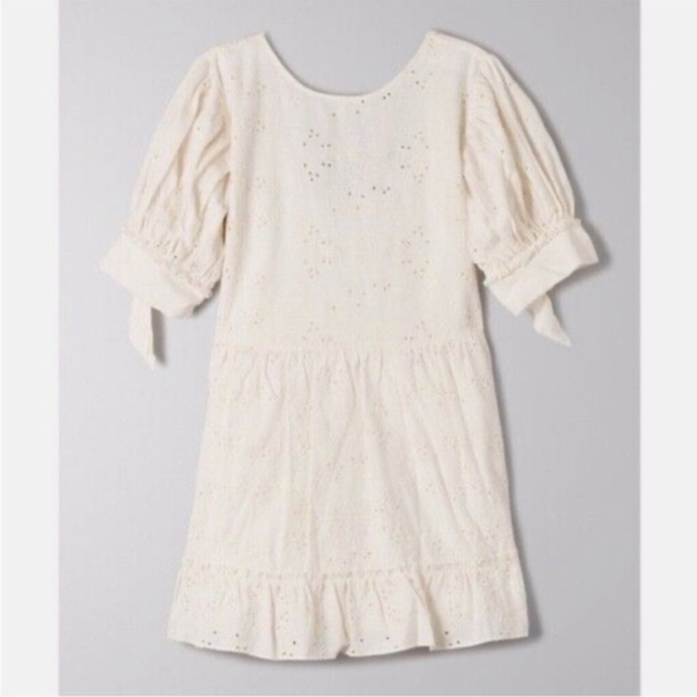 Sunday Best from Aritzia Ivory Cream Embroidered Babydoll Mini Dress